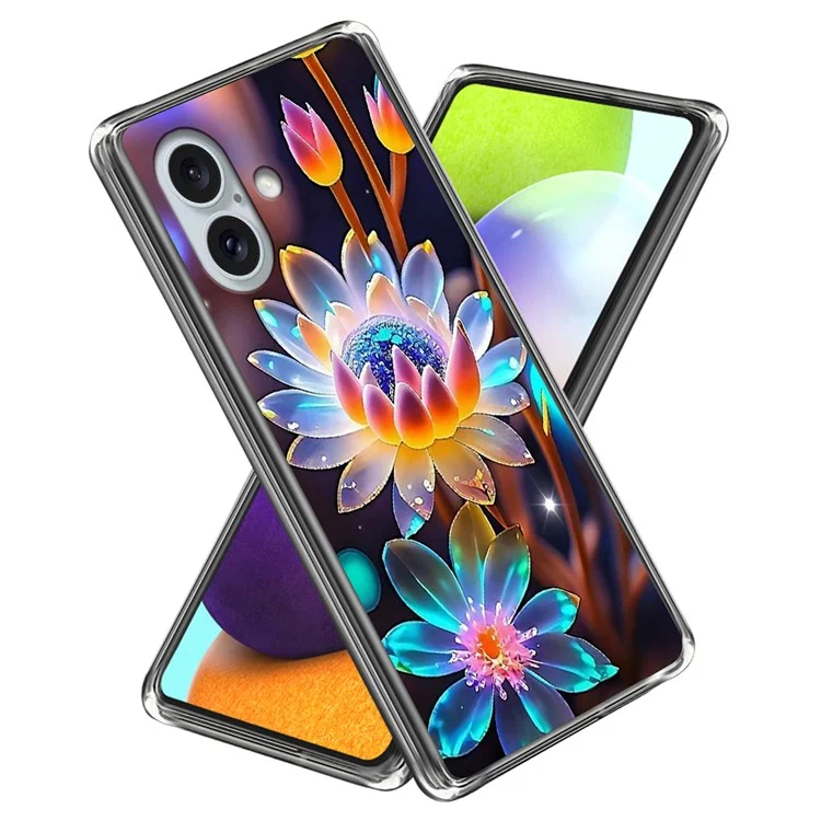 Cover per iPhone 16 con Stampa IMD, Custodia Protettiva Antiurto in TPU - Fiori Colorati