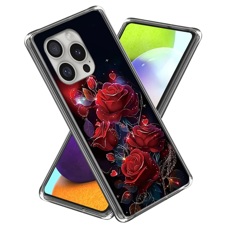 For iPhone 16 Pro Case IMD Pattern Printing TPU Shockproof Phone Cover - Red Roses