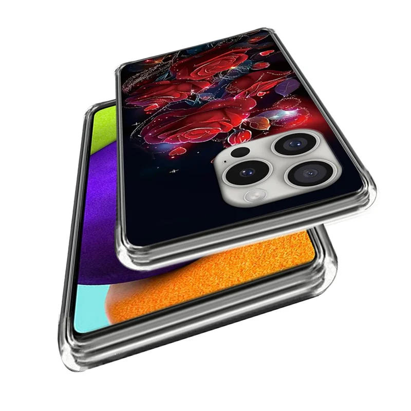 For iPhone 16 Pro Case IMD Pattern Printing TPU Shockproof Phone Cover - Red Roses