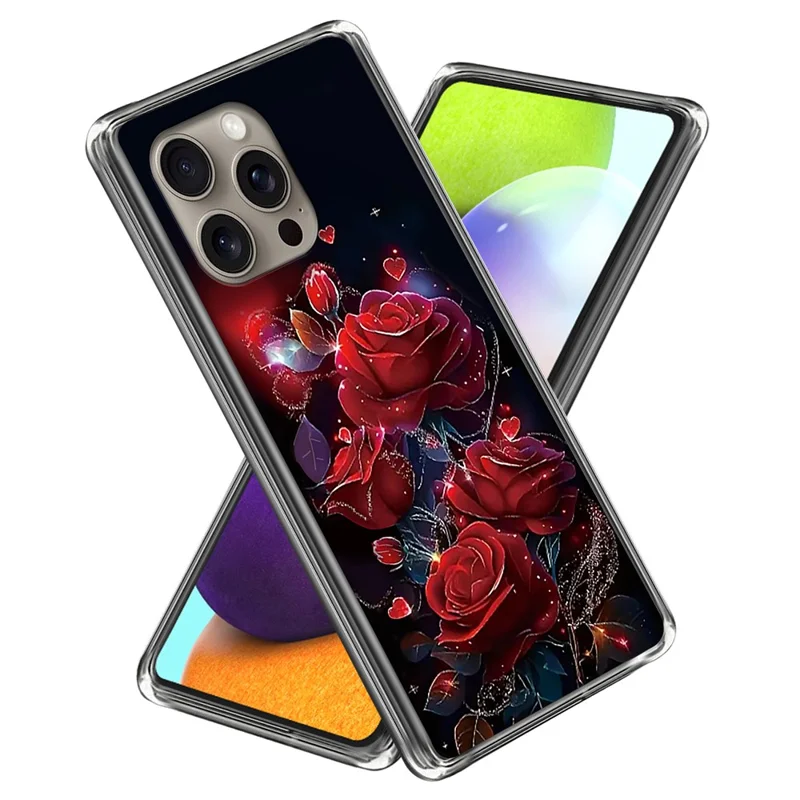 For iPhone 16 Pro Max Case IMD Pattern Printing TPU Shockproof Phone Cover - Red Roses