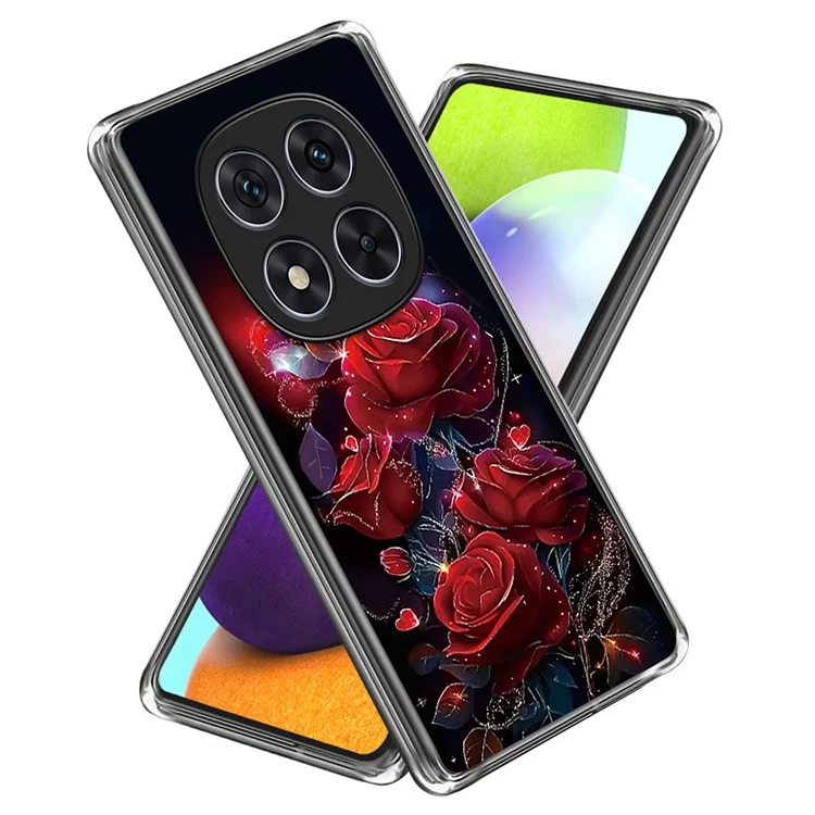 For Xiaomi Redmi Note 14 Pro 4G Case Pattern Printed Shockproof TPU Phone Cover - Red Rose