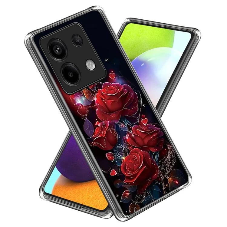 Capa para Xiaomi Redmi Note 13 Pro 5G / Poco X6 5G com Estampa Floral Antichoque em TPU - Rosa Vermelha
