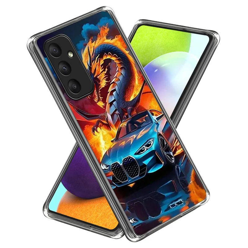 For Samsung Galaxy A35 5G Case Pattern Printed IMD Shockproof TPU Phone Cover - Sports Car Dragon
