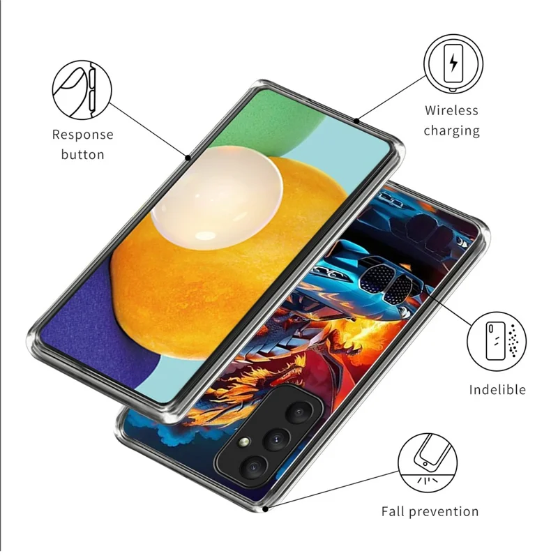 For Samsung Galaxy A35 5G Case Pattern Printed IMD Shockproof TPU Phone Cover - Sports Car Dragon