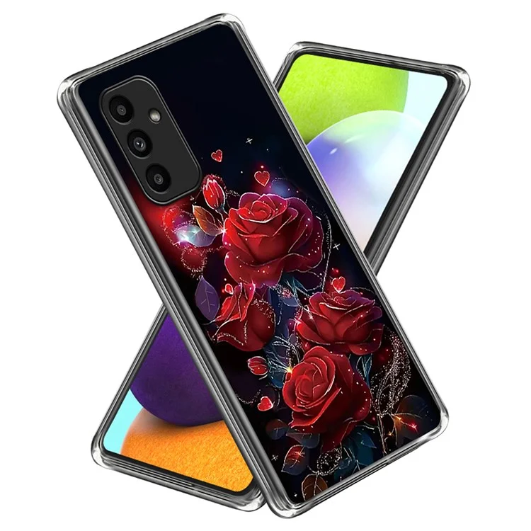 For Samsung Galaxy A15 5G  /  4G Case Pattern Printed Shockproof TPU Phone Cover - Red Rose