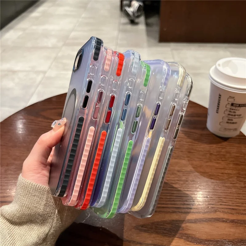 For iPhone 17e / 16e Magnetic Case Corrugated Design Gradient Shockproof Phone Cover - Red