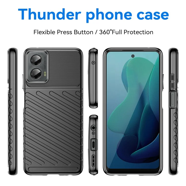 Cover per Motorola Moto G 5G (2024) con Texture a Twill, TPU Antiurto, Custodia Protettiva per Telefono - Nero