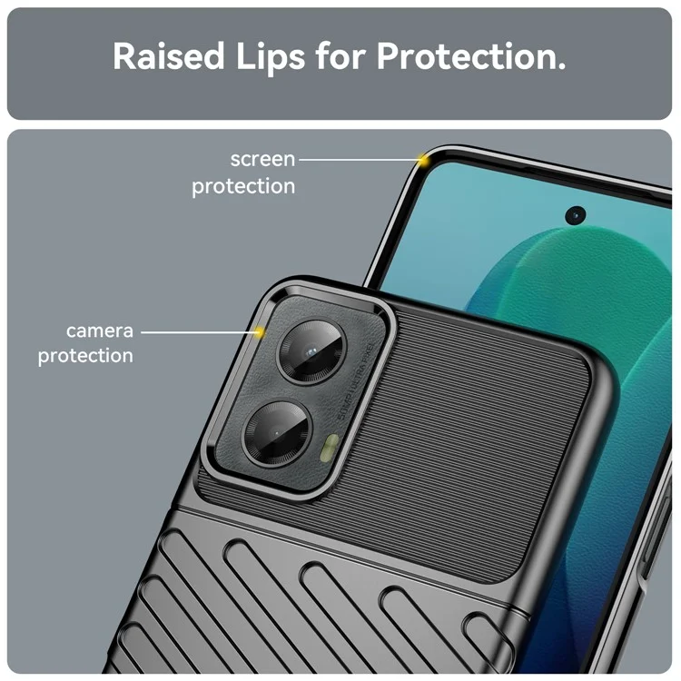 Cover per Motorola Moto G 5G (2024) con Texture a Twill, TPU Antiurto, Custodia Protettiva per Telefono - Nero