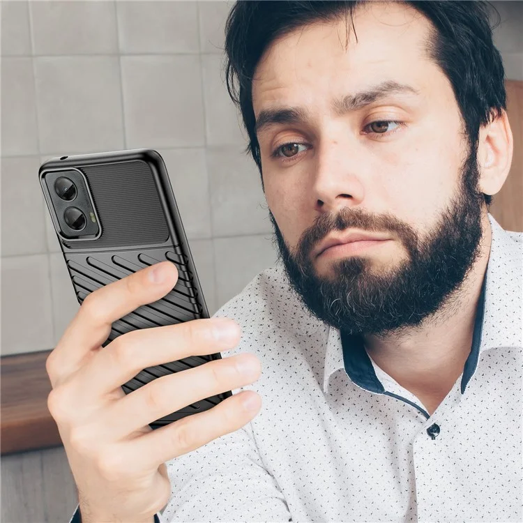 Cover per Motorola Moto G 5G (2024) con Texture a Twill, TPU Antiurto, Custodia Protettiva per Telefono - Nero