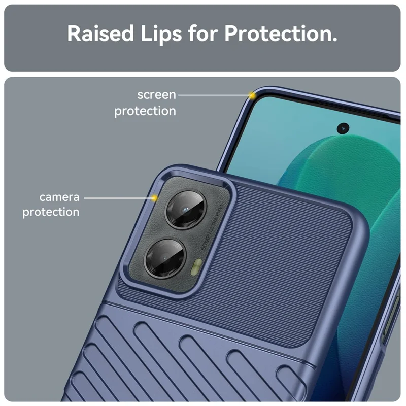 For Motorola Moto G 5G (2024) Case Twill Texture TPU Shockproof Protective Phone Cover - Blue