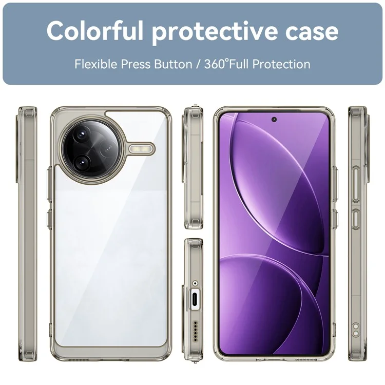 For Xiaomi Poco F7 Ultra 5G / Redmi K80 Pro 5G Case TPU + Acrylic Protective Clear Phone Cover - Transparent Grey