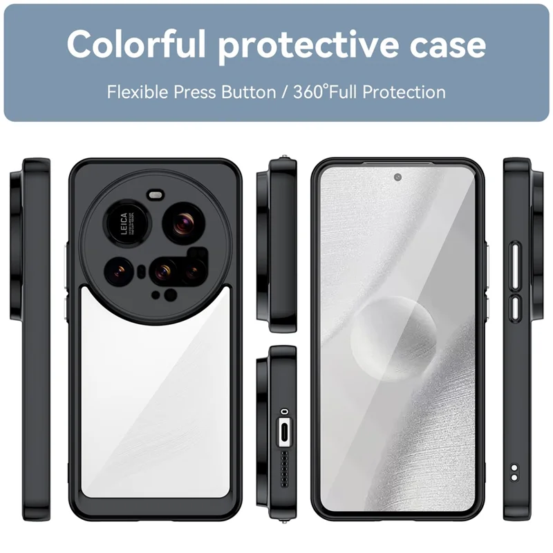 For Xiaomi 15 Ultra Case TPU + Acrylic Protective Clear Phone Cover - Black
