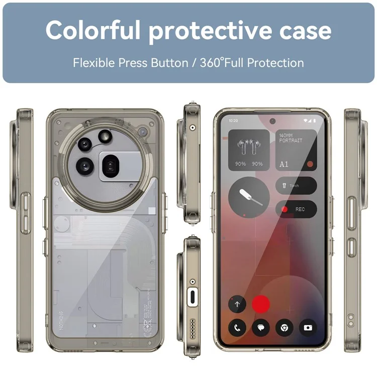 Cover per Nothing Phone (3a) Pro in TPU + Acrilico, Custodia Protettiva Trasparente - Grigio Trasparente