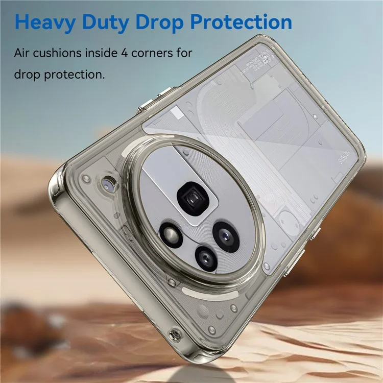 Cover per Nothing Phone (3a) Pro in TPU + Acrilico, Custodia Protettiva Trasparente - Grigio Trasparente