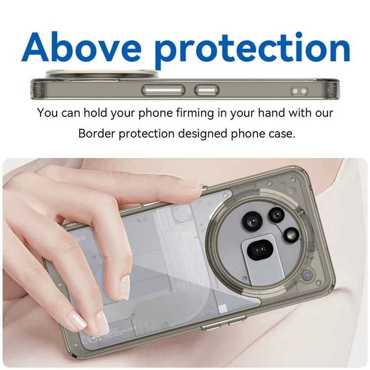 Cover per Nothing Phone (3a) Pro in TPU + Acrilico, Custodia Protettiva Trasparente - Grigio Trasparente