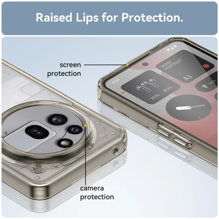 Cover per Nothing Phone (3a) Pro in TPU + Acrilico, Custodia Protettiva Trasparente - Grigio Trasparente