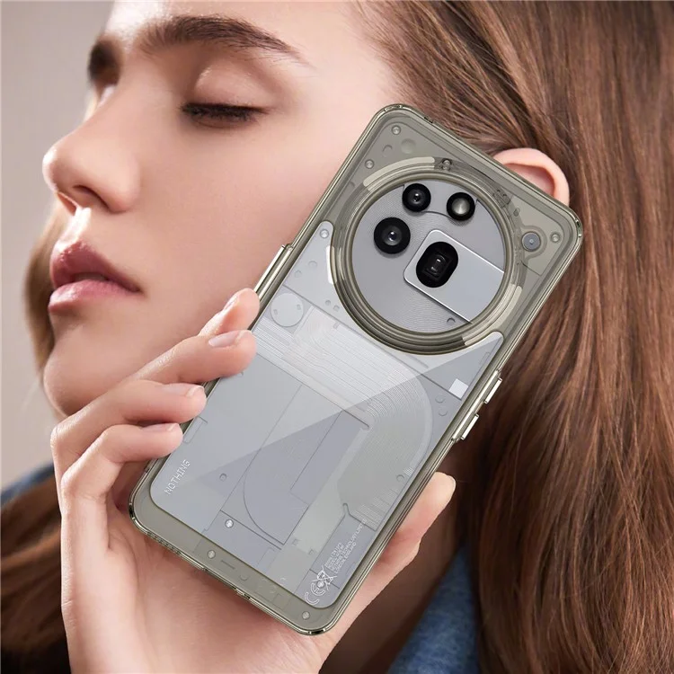 Cover per Nothing Phone (3a) Pro in TPU + Acrilico, Custodia Protettiva Trasparente - Grigio Trasparente