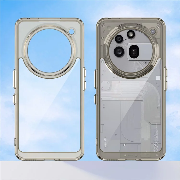 Cover per Nothing Phone (3a) Pro in TPU + Acrilico, Custodia Protettiva Trasparente - Grigio Trasparente