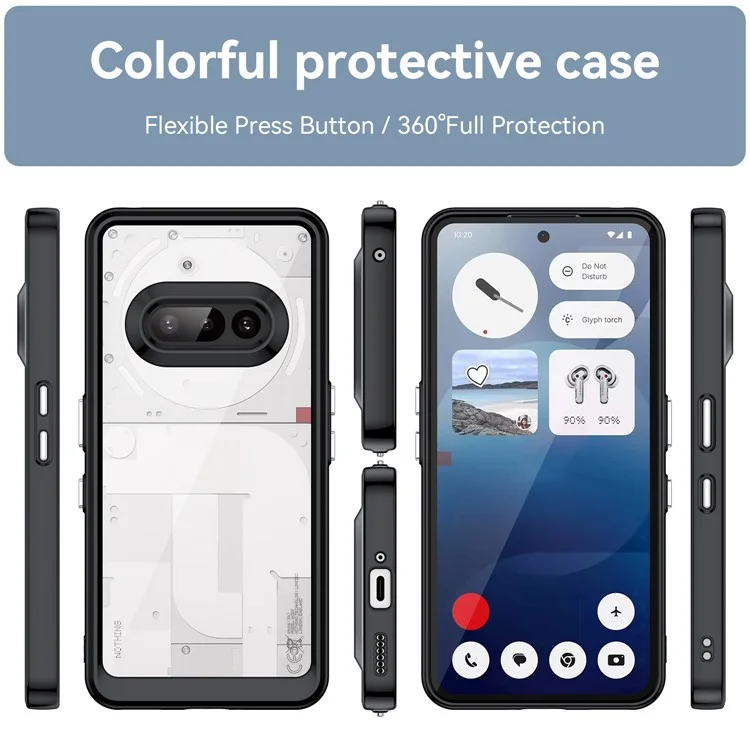 For Nothing Phone (3a) Case TPU + Acrylic Protective Clear Phone Cover - Black