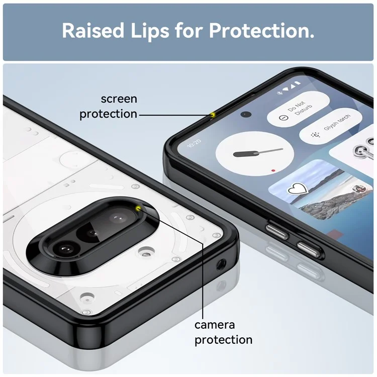 For Nothing Phone (3a) Case TPU + Acrylic Protective Clear Phone Cover - Black