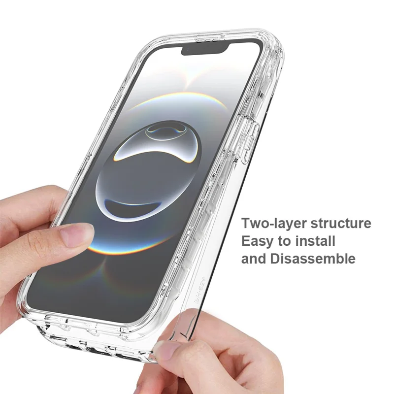 Til iPhone 16e Etui med indbygget PET-skærmbeskytter PC+TPU fuld dækning stødfast telefondæksel - Lilla