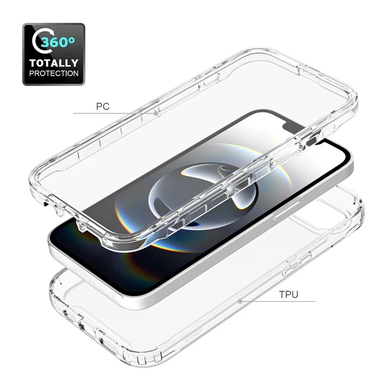 Til iPhone 16e Etui med indbygget PET-skærmbeskytter PC+TPU fuld dækning stødfast telefondæksel - Lilla