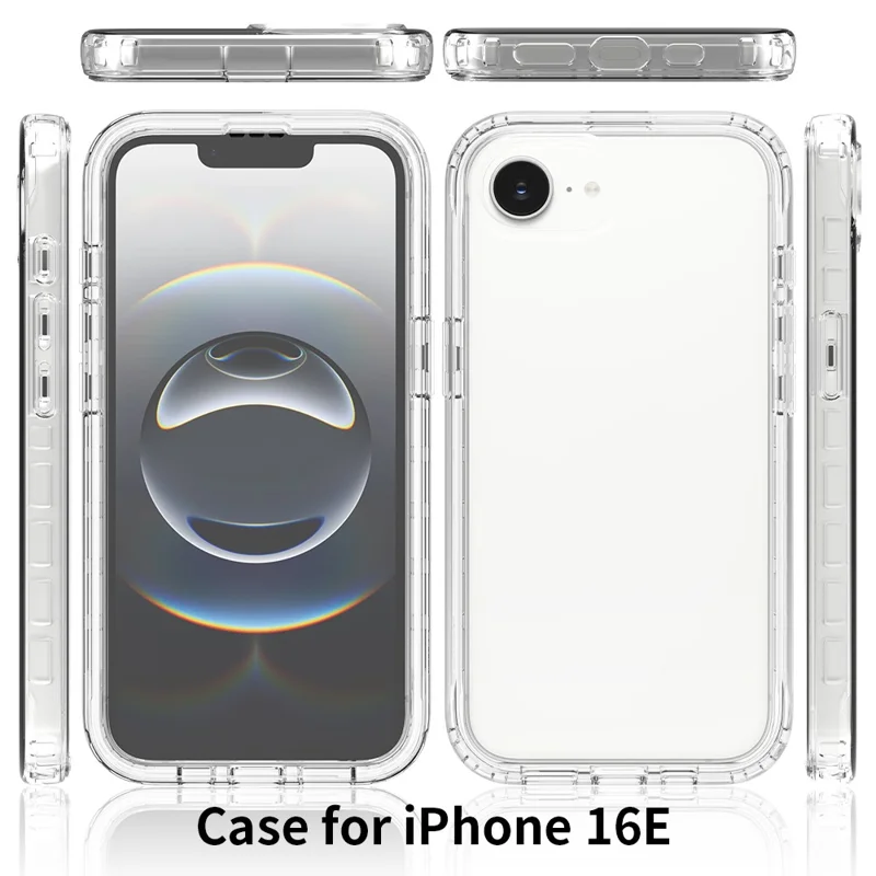 Til iPhone 16e Etui med indbygget PET-skærmbeskytter PC+TPU fuld dækning stødfast telefondæksel - Lilla