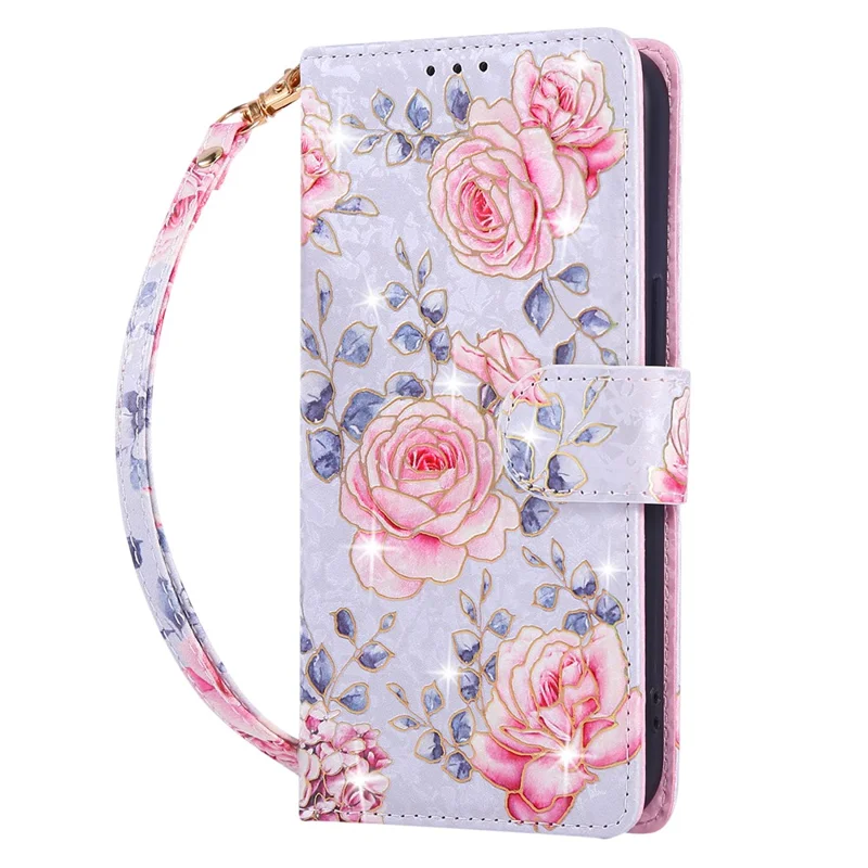 For iPhone 16e Case RFID Blocking Flower Leather Phone Cover - Rose Flower