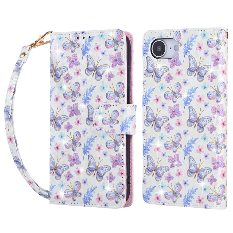 For iPhone 17e / 16e Case RFID Blocking Flower Leather Phone Cover - Butterfly Flower