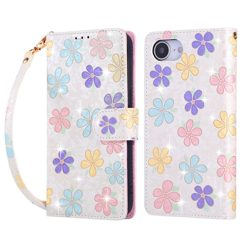 For iPhone 17e / 16e Case RFID Blocking Flower Leather Phone Cover - Colorful Flower