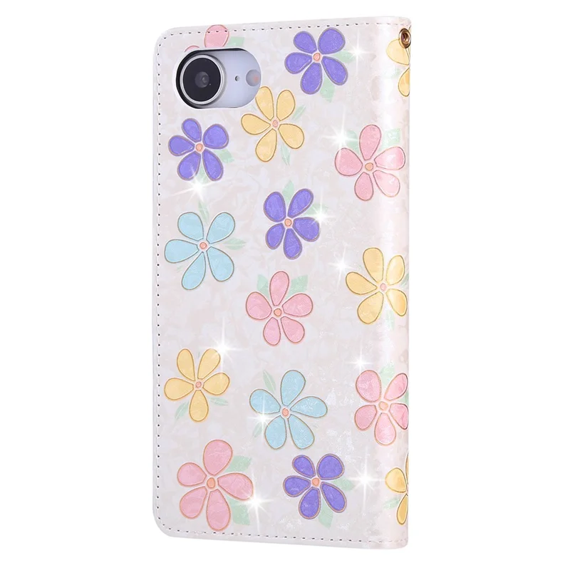For iPhone 17e / 16e Case RFID Blocking Flower Leather Phone Cover - Colorful Flower