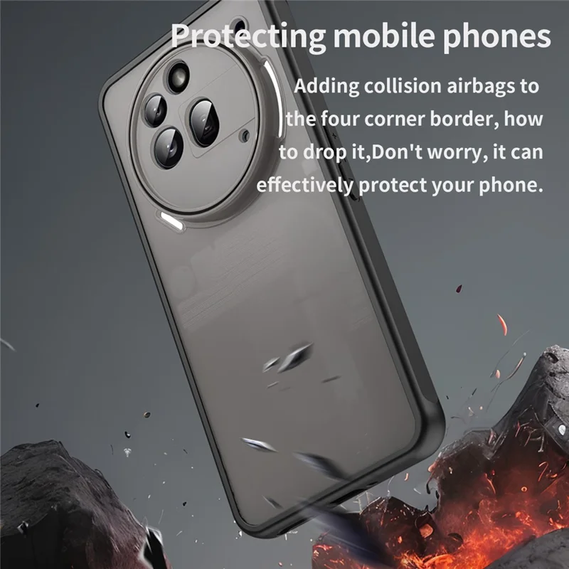 Cover per Nothing Phone (3a) Pro Antiurto con Airbag Trasparente Smerigliato in PC + TPU - Nero
