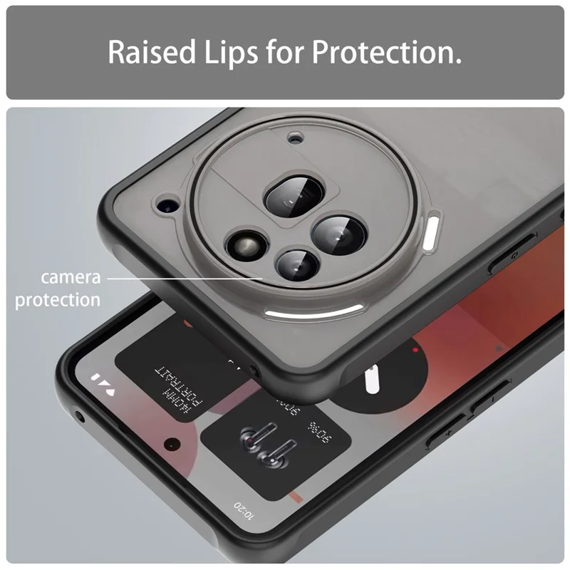 Cover per Nothing Phone (3a) Pro Antiurto con Airbag Trasparente Smerigliato in PC + TPU - Nero