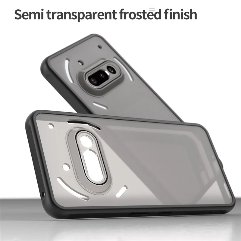 For Nothing Phone (3a) Case Drop Proof Airbags Frosted Translucent PC + TPU Phone Back Cover - Black