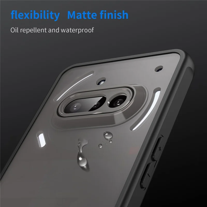 For Nothing Phone (3a) Case Drop Proof Airbags Frosted Translucent PC + TPU Phone Back Cover - Black