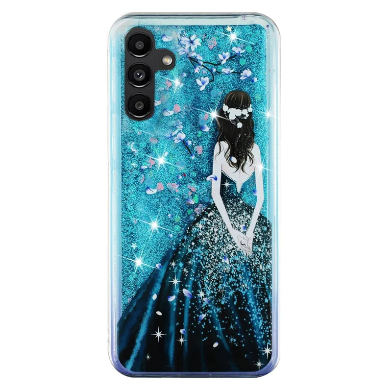 For Samsung Galaxy A56 5G Case Floating Quicksand Pattern Soft TPU Back Cover - Blue Girl