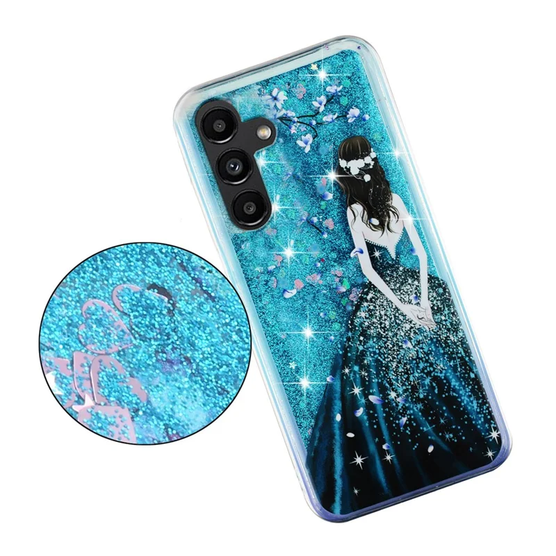 For Samsung Galaxy A56 5G Case Floating Quicksand Pattern Soft TPU Back Cover - Blue Girl