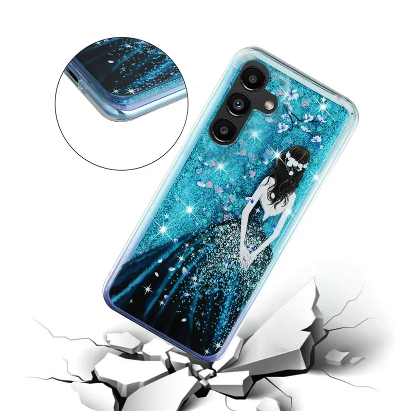 For Samsung Galaxy A56 5G Case Floating Quicksand Pattern Soft TPU Back Cover - Blue Girl