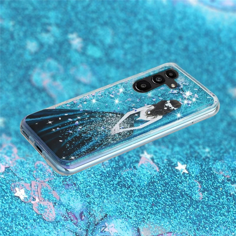 For Samsung Galaxy A56 5G Case Floating Quicksand Pattern Soft TPU Back Cover - Blue Girl