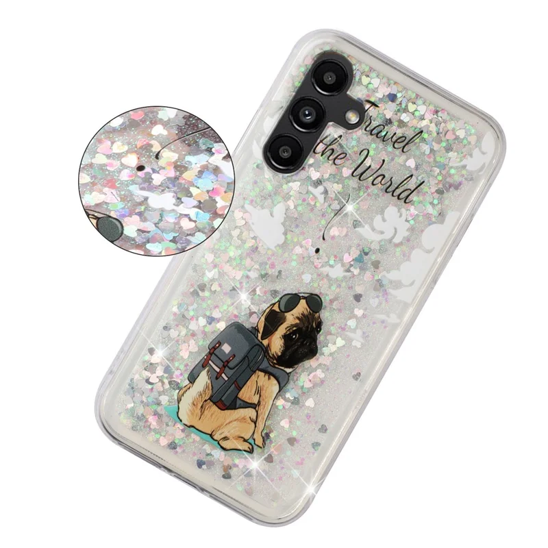 For Samsung Galaxy A36 5G Case Floating Quicksand Pattern Soft TPU Back Cover - Dog