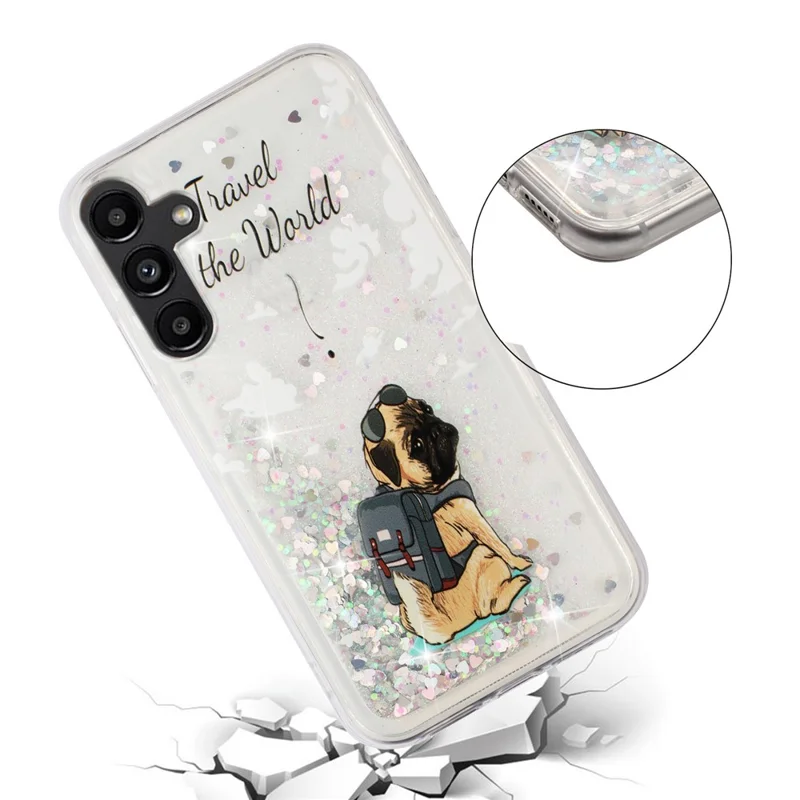 For Samsung Galaxy A36 5G Case Floating Quicksand Pattern Soft TPU Back Cover - Dog