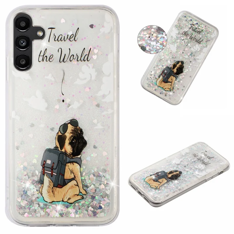 For Samsung Galaxy A36 5G Case Floating Quicksand Pattern Soft TPU Back Cover - Dog