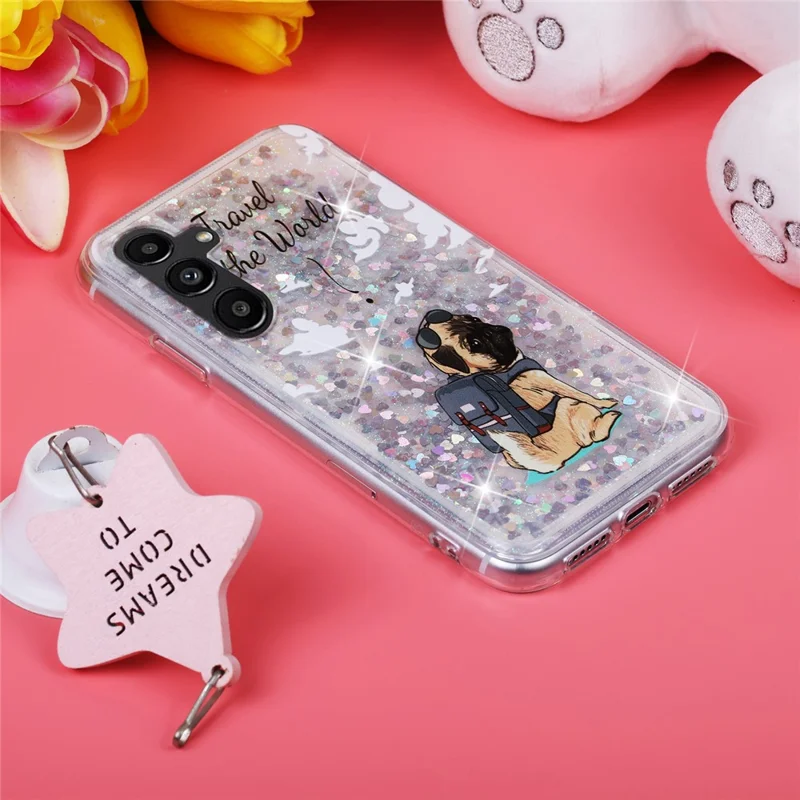 For Samsung Galaxy A36 5G Case Floating Quicksand Pattern Soft TPU Back Cover - Dog