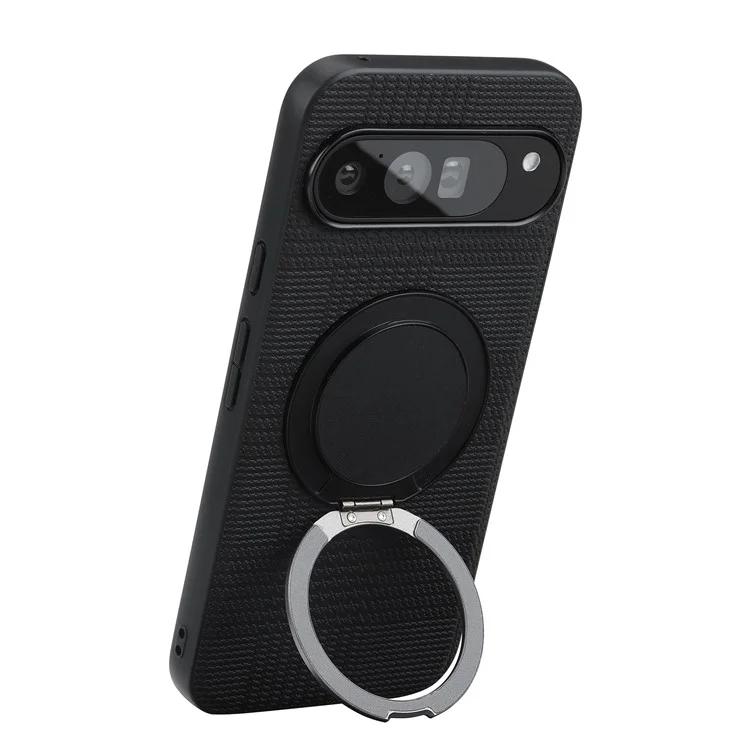 Funda VILI D-THS Serie para Google Pixel 9 Pro / 9 con Anillo Magnético, Soporte Plegable, Carcasa Rígida y TPU para Teléfono con Correa - Negro