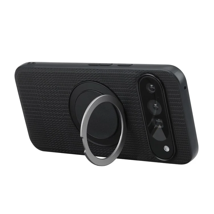 Funda VILI D-THS Serie para Google Pixel 9 Pro / 9 con Anillo Magnético, Soporte Plegable, Carcasa Rígida y TPU para Teléfono con Correa - Negro