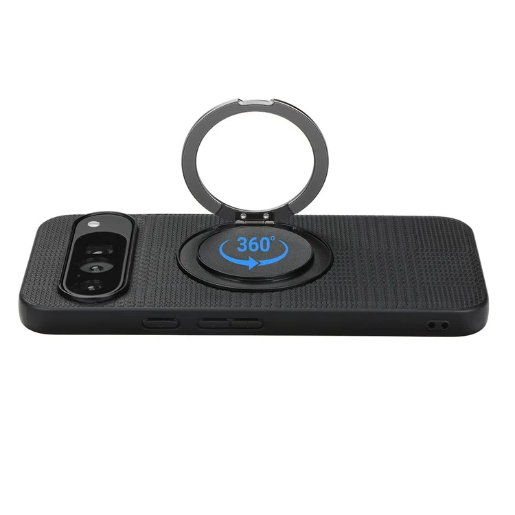 Funda VILI D-THS Serie para Google Pixel 9 Pro / 9 con Anillo Magnético, Soporte Plegable, Carcasa Rígida y TPU para Teléfono con Correa - Negro