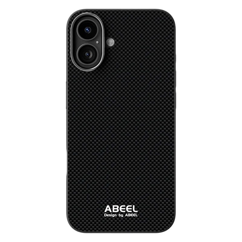 ABEEL For iPhone 16 Plus Case Compatible with MagSafe Printed PC TPU Aluminum Alloy Leather Phone Cover - Black
