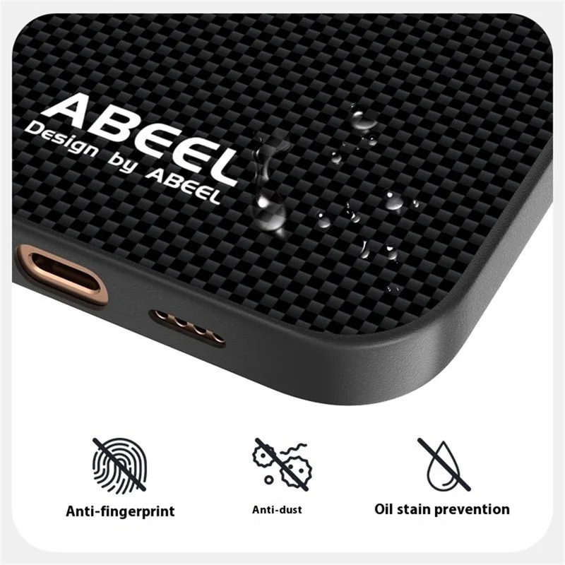 ABEEL For iPhone 16 Plus Case Compatible with MagSafe Printed PC TPU Aluminum Alloy Leather Phone Cover - Black