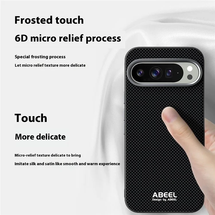 ABEEL per Google Pixel 9 Pro / Pixel 9 Cover Compatibile con MagSafe, in PC TPU e Lega di Alluminio con Rivestimento in Pelle - Nero