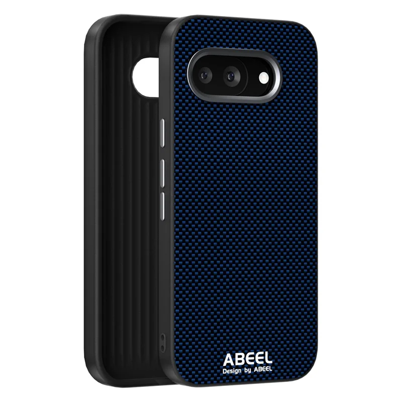 ABEEL For Google Pixel 9a Magnetic Case Printed PC TPU Aluminum Alloy Leather Phone Cover - Blue